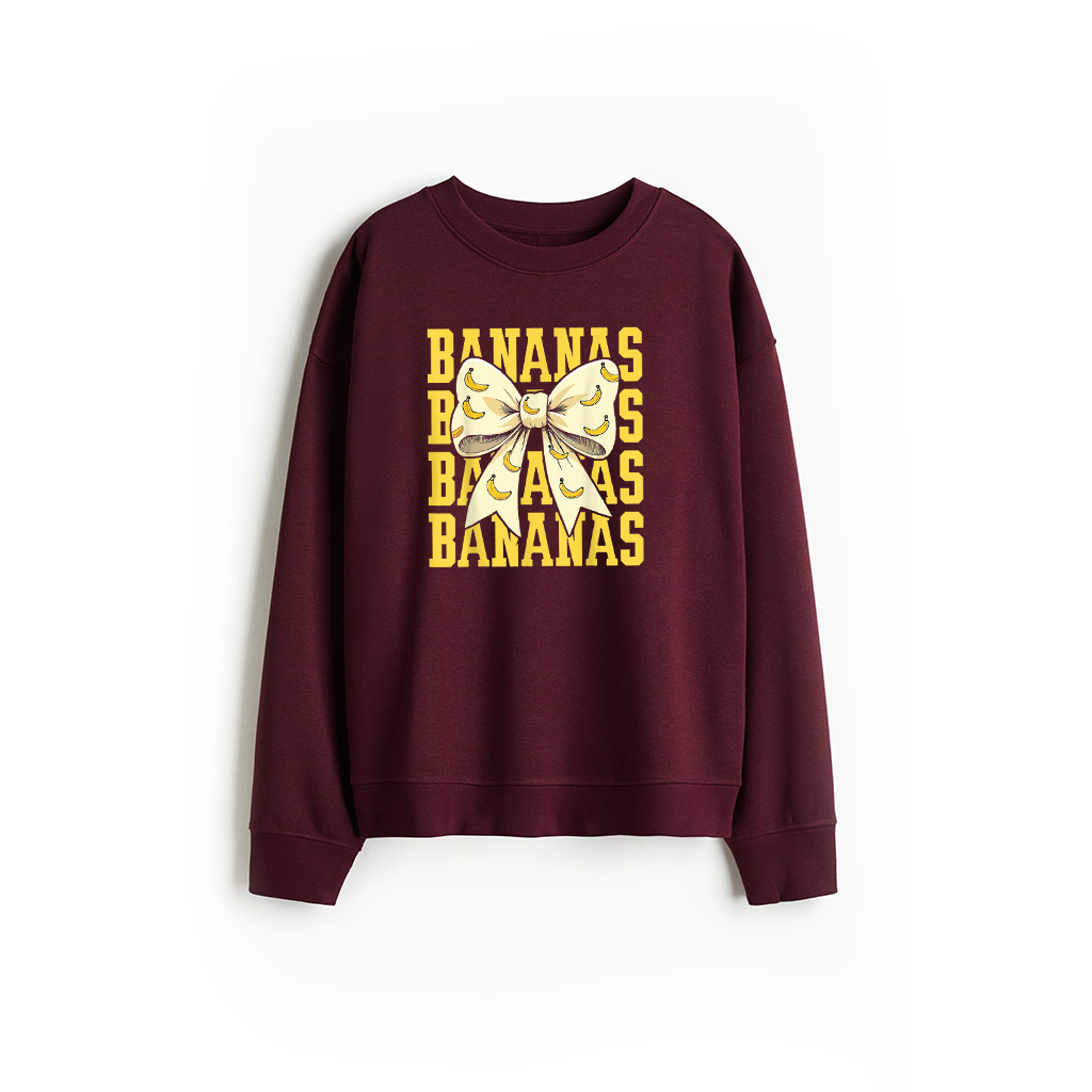 Retro Bananas Last Name Coquette Bow Sweatshirt 26-06-2025