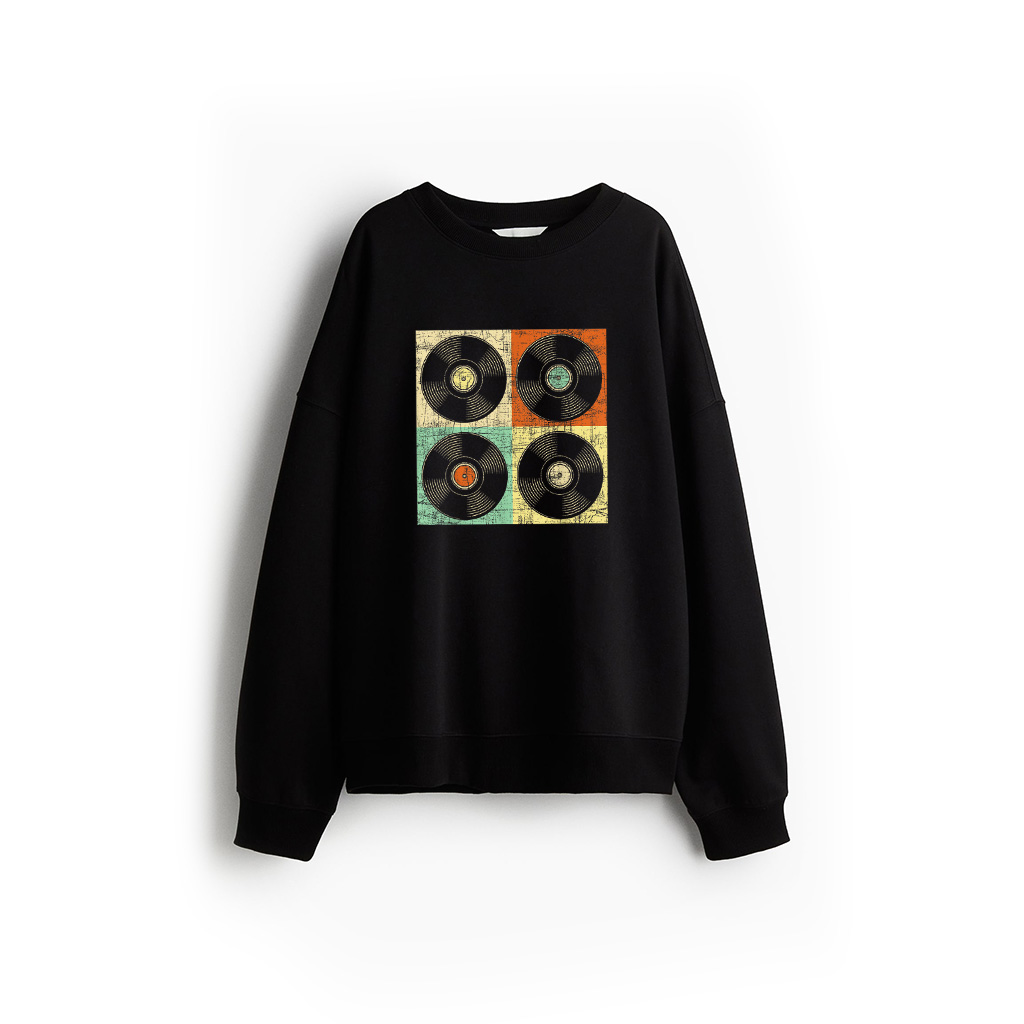 Retro Classic Vinyl Records  Music Lover Record Store Sweatshirt