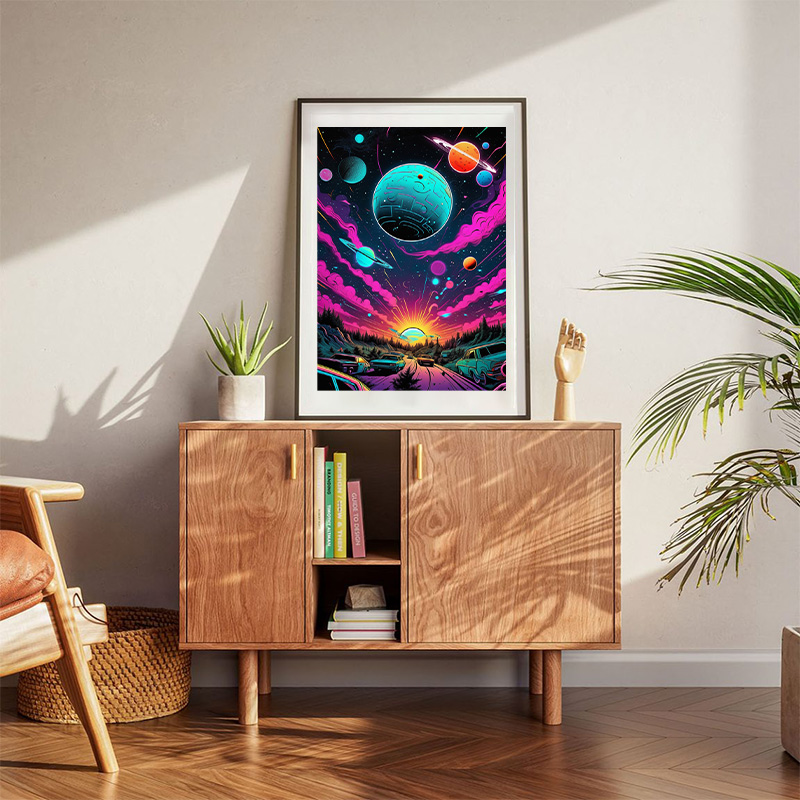 Retro Comic Book Style Artwork With Psychedelic Effect Poster
