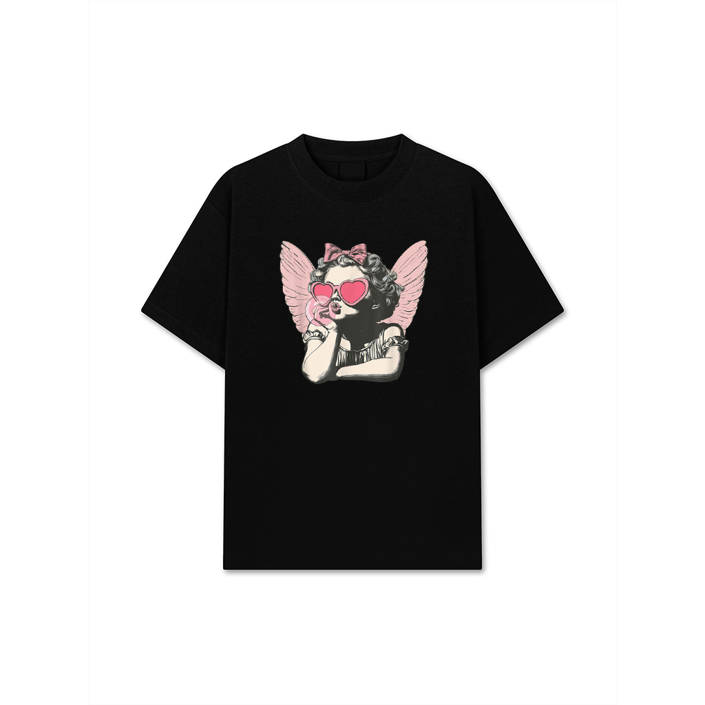 Retro Cupid Valentine Day Cute Vintage Cupid Blowing Bubble T-Shirt