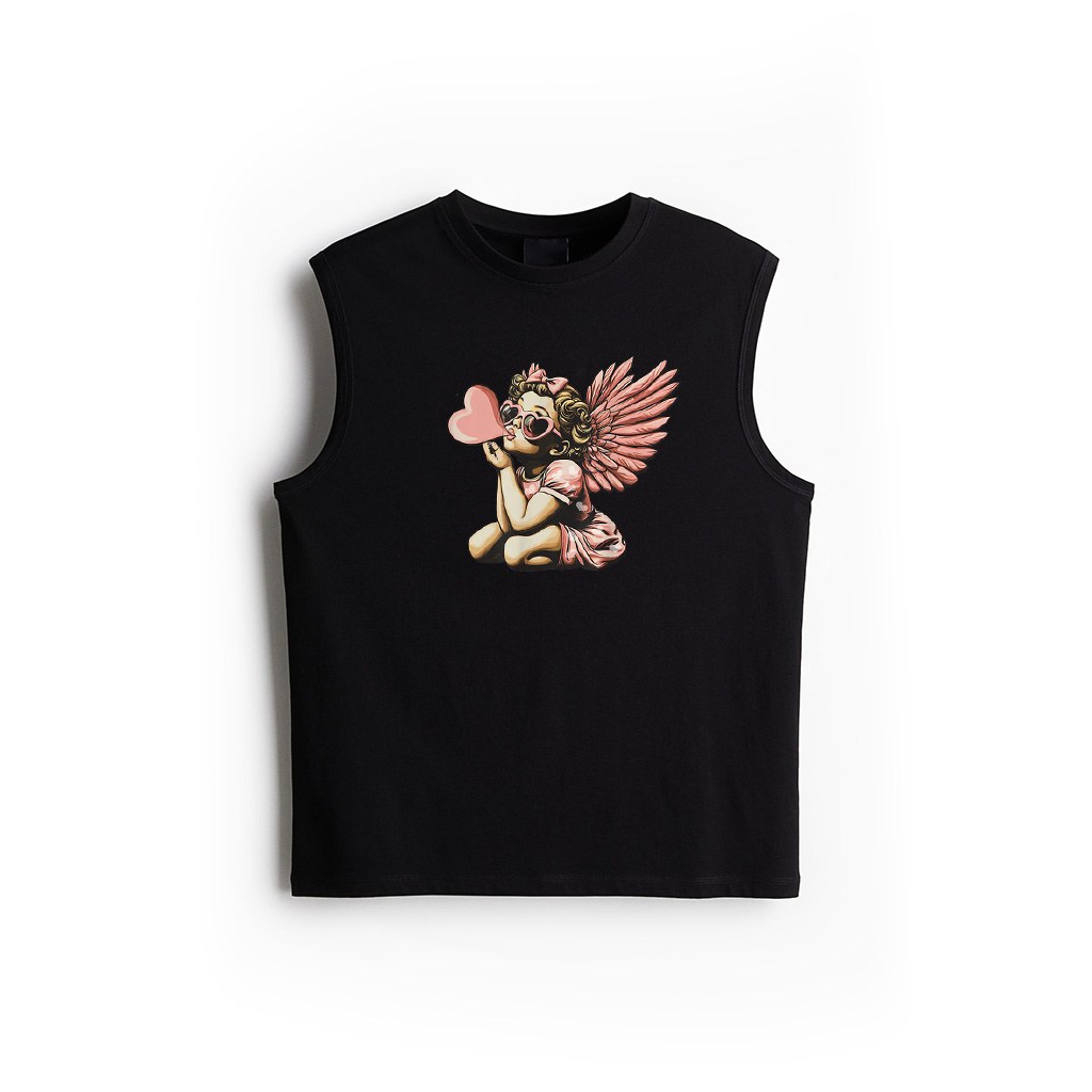 Retro Cupid Valentine Day Cute Vintage Cupid Blowing Bubble Tank Top