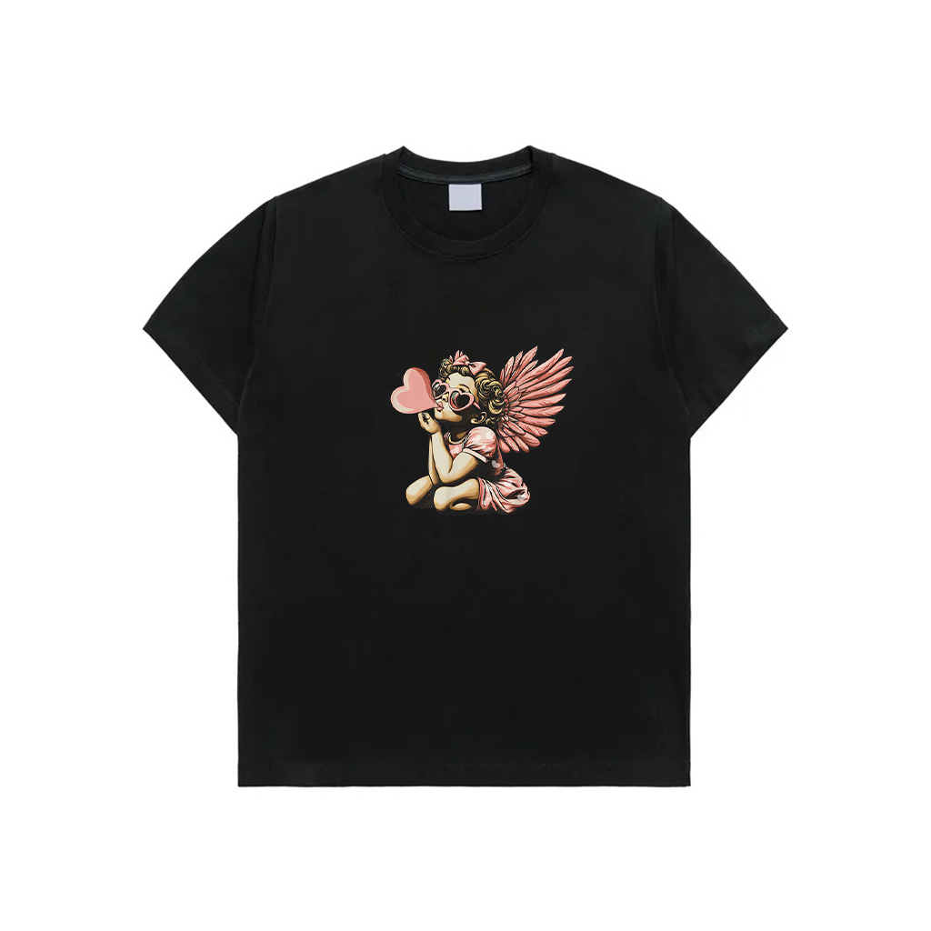 Retro Cupid Valentine Day Cute Vintage Cupid Blowing Bubble T-Shirt