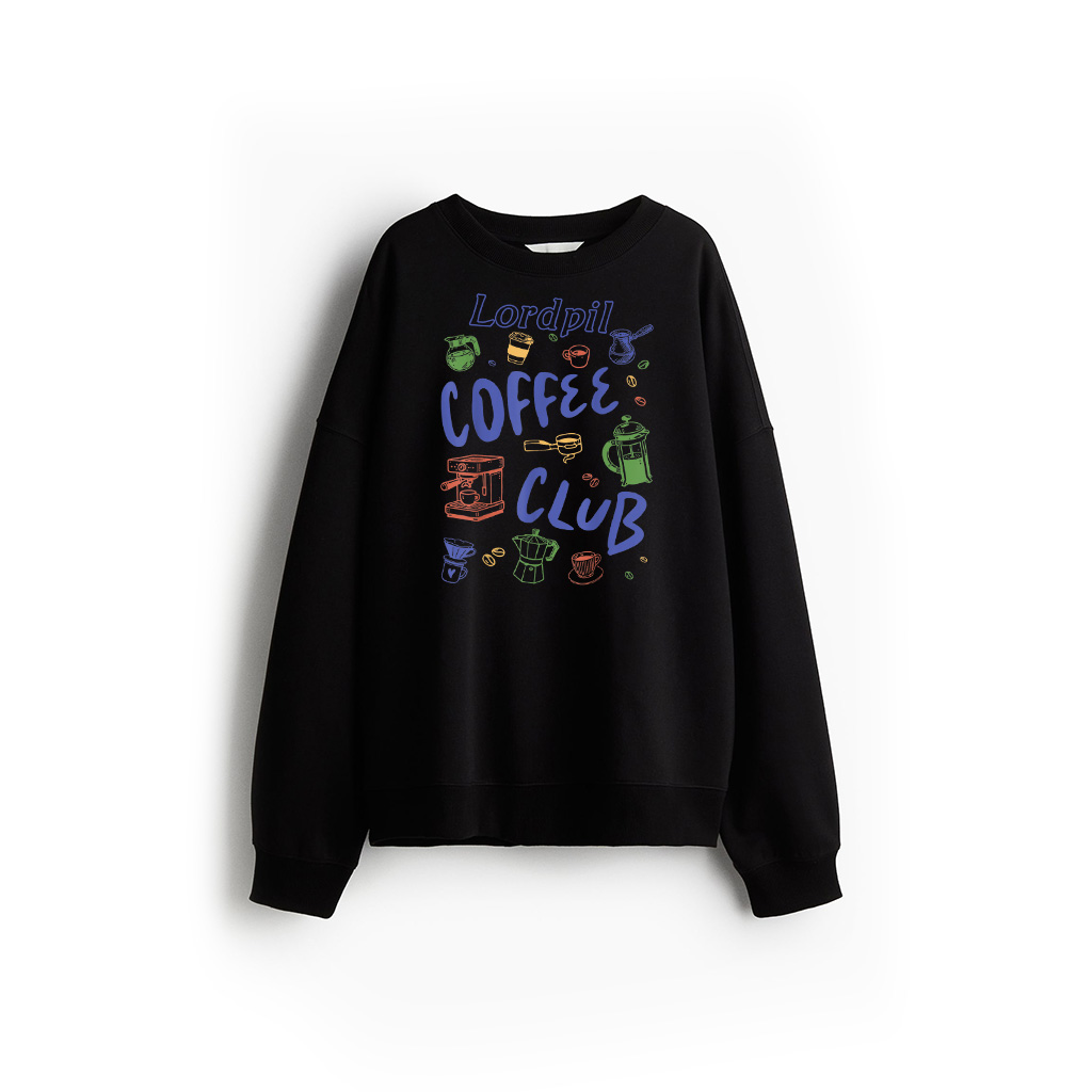 Retro Doodle Coffee Club Vintage Cafe Brewed Coffee Lover Sweatshirt