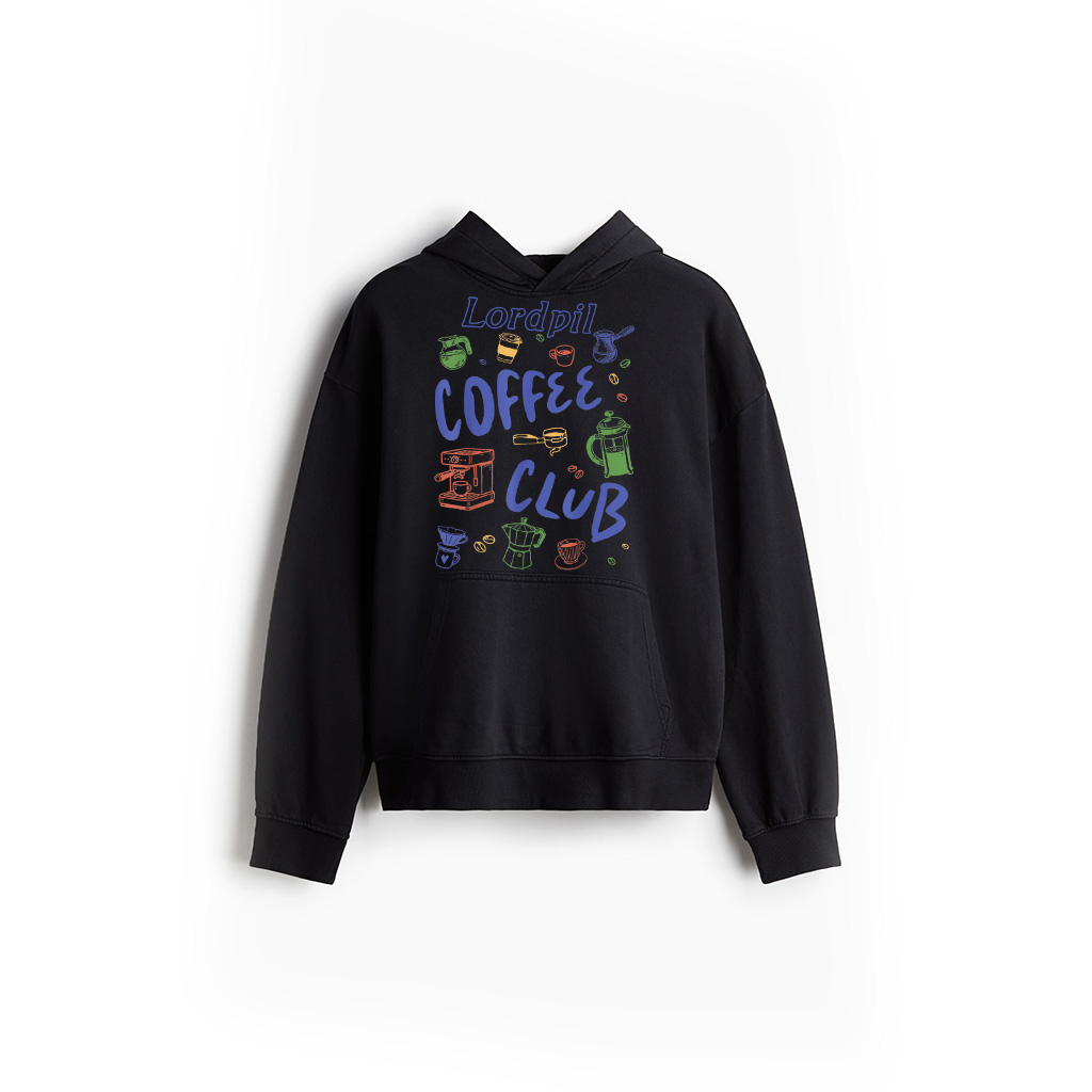 Retro Doodle Coffee Club Vintage Cafe Brewed Coffee Lover Hoodie