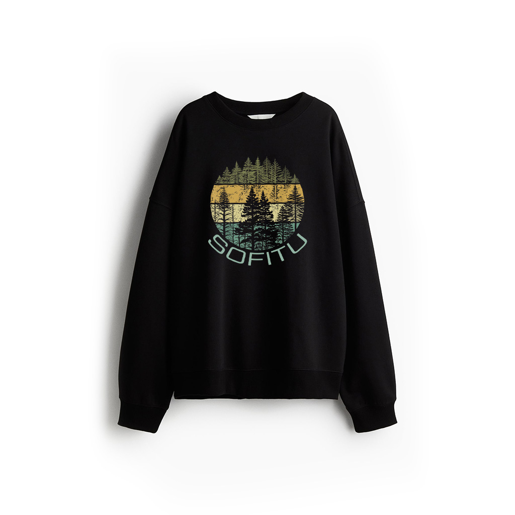 Retro Forest Trees Outdoors Nature Vintage Graphic Sweatshirt