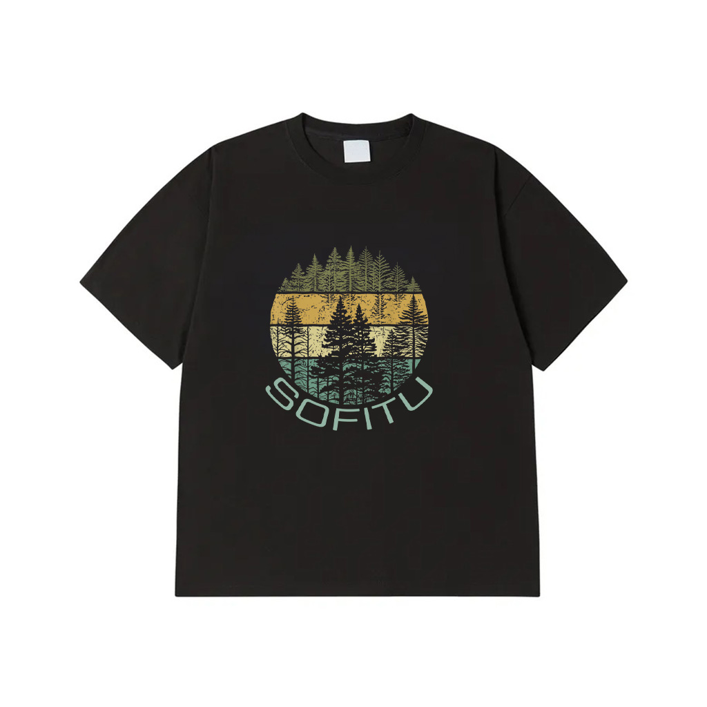 Retro Forest Trees Outdoors Nature Vintage Graphic T-Shirt