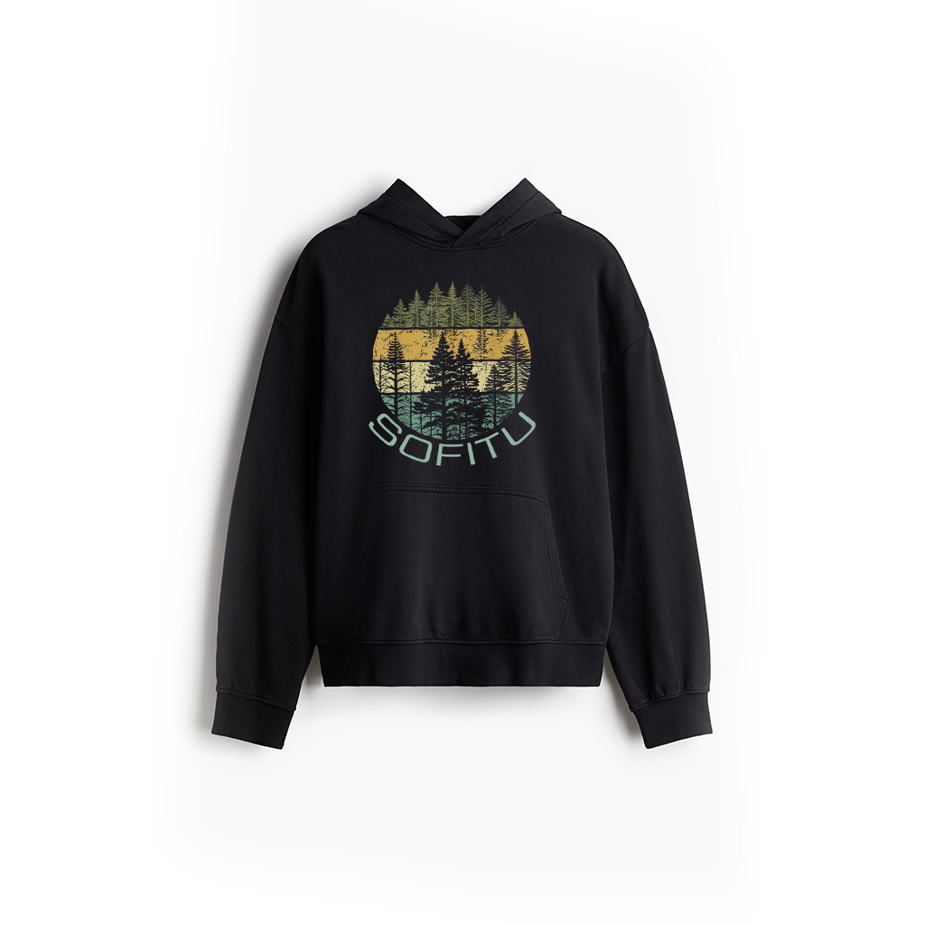 Retro Forest Trees Outdoors Nature Vintage Graphic Hoodie
