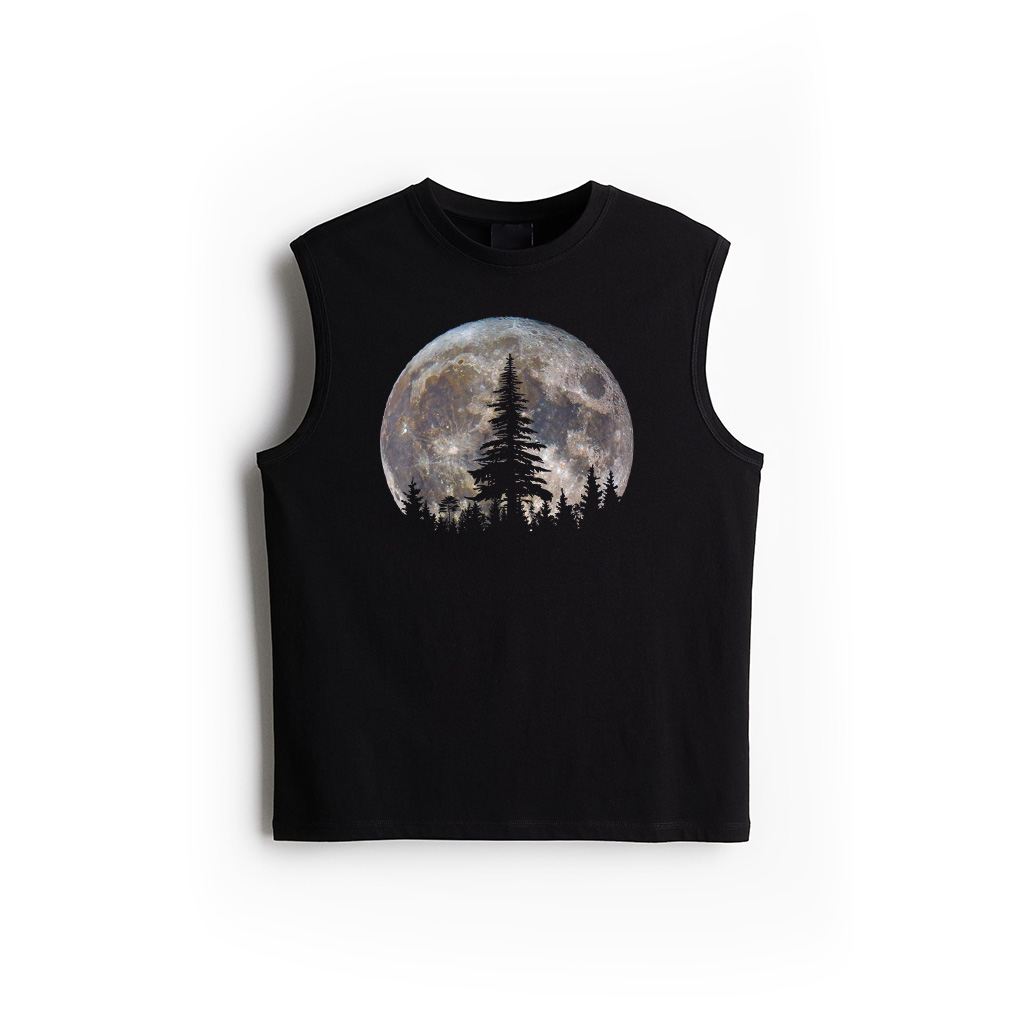 Retro Full Moon Vintage Forest Nature Minimalist Pine Tree Tank Top