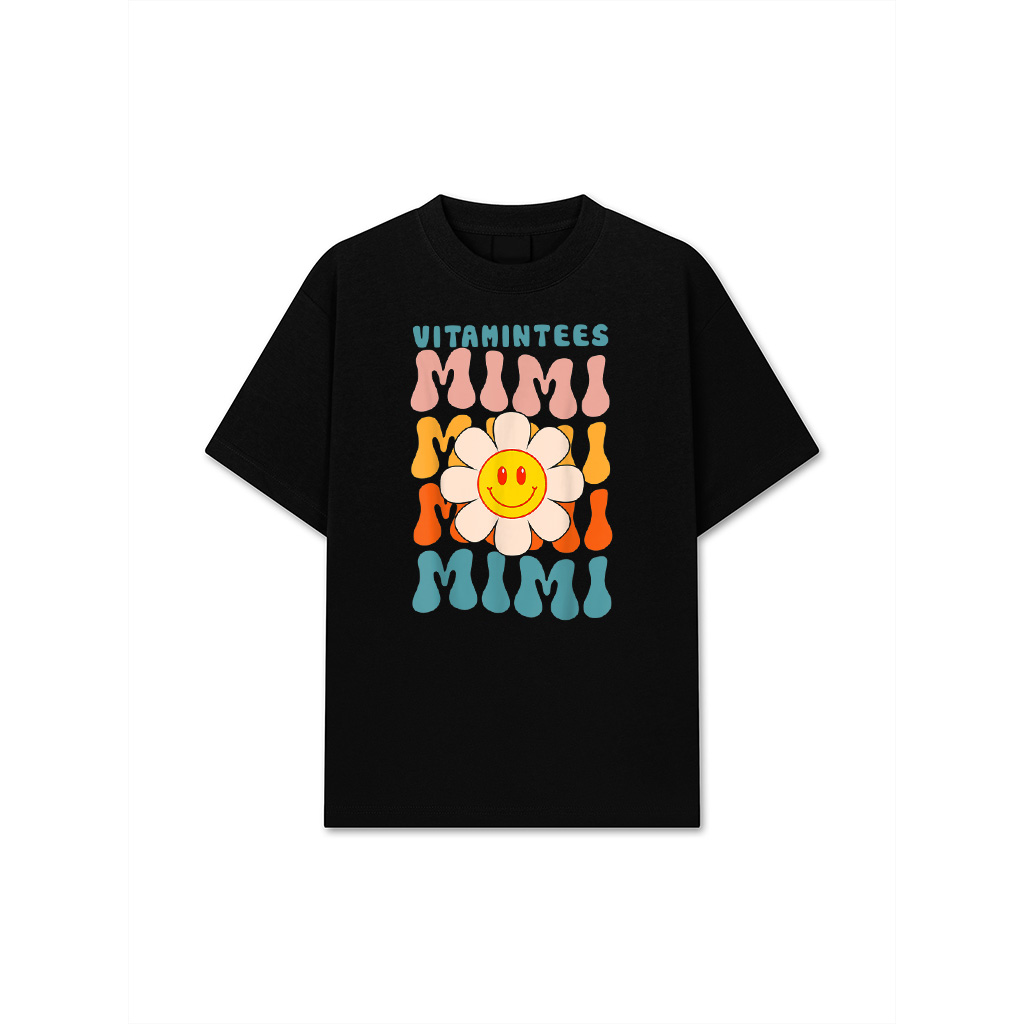 Retro Groovy Mimi Happy Face Smile Cute Daisy Flower Grandma T-Shirt