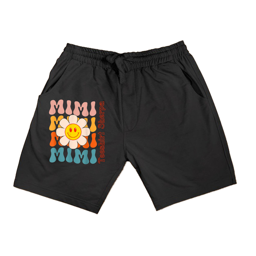 Retro Groovy Mimi Happy Face Smile Cute Daisy Flower Grandma Shorts