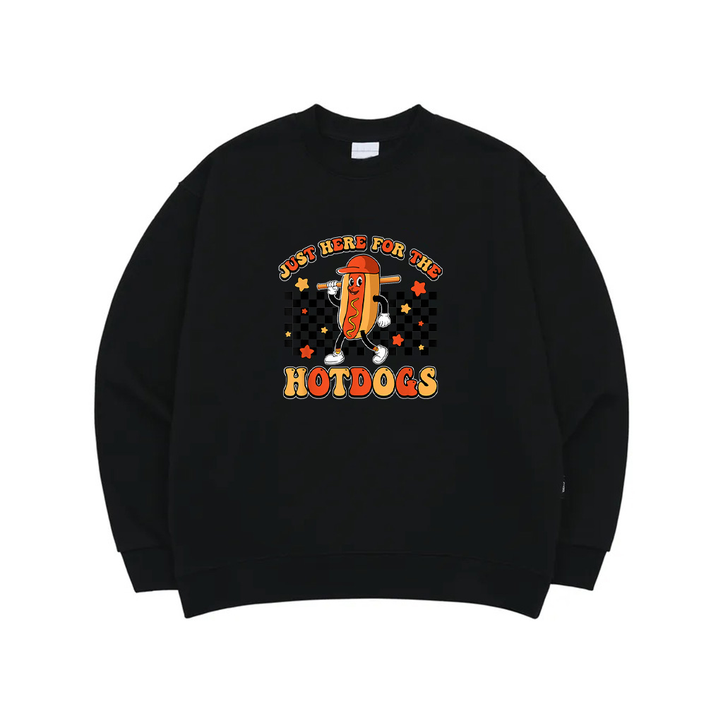 Retro Just Here For The Hotdogs Baseball Mom Sport Lover Sweatshirt