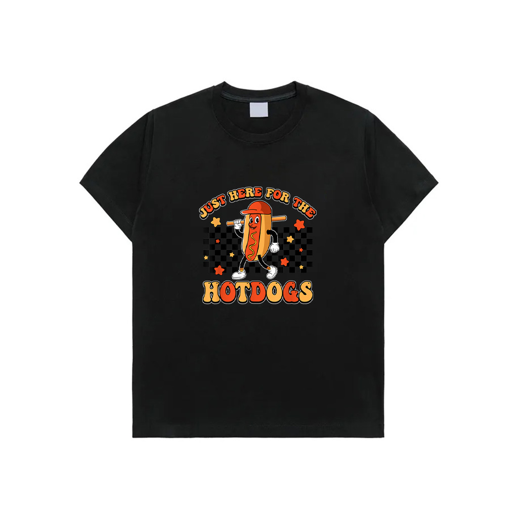 Retro Just Here For The Hotdogs Baseball Mom Sport Lover T-Shirt