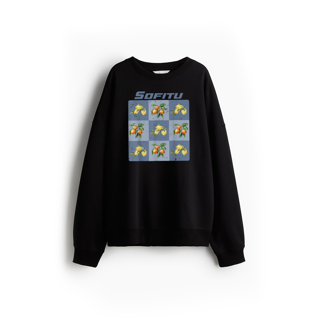 Retro Lemons And Oranges Art Pattern Citrus Fruits Vintage Sweatshirt