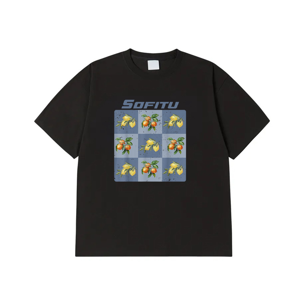 Retro Lemons And Oranges Art Pattern Citrus Fruits Vintage T-Shirt