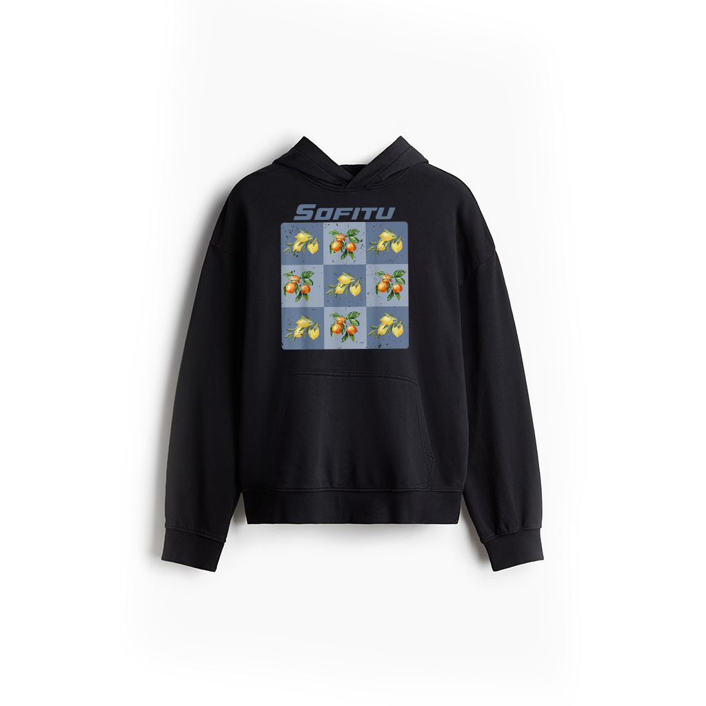 Retro Lemons And Oranges Art Pattern Citrus Fruits Vintage Hoodie