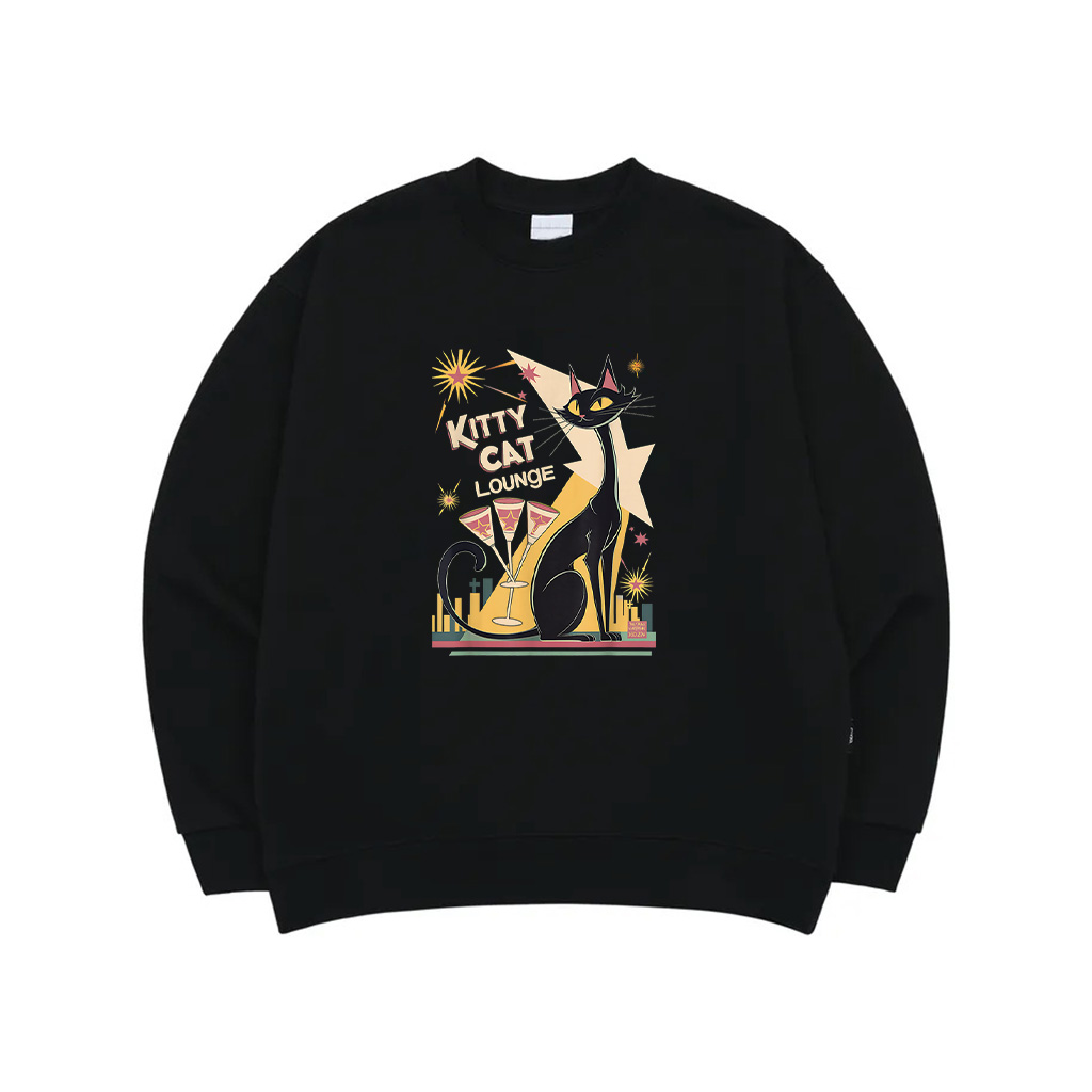 Retro Mid Century Modern Cat And Cocktails Lounge Theme Sweatshirt