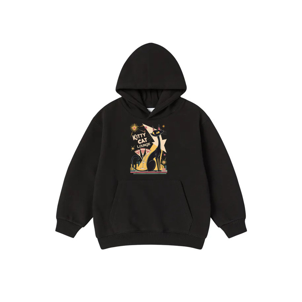 Retro Mid Century Modern Cat And Cocktails Lounge Theme Hoodie