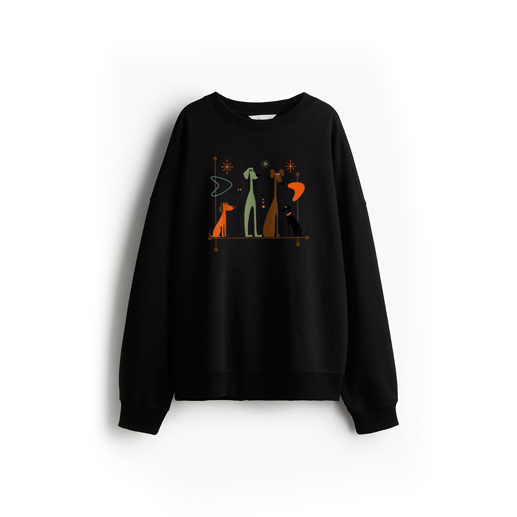 Retro Mid Century Modern Dogs 50S 60S Style Sweatshirt 21-07-2025