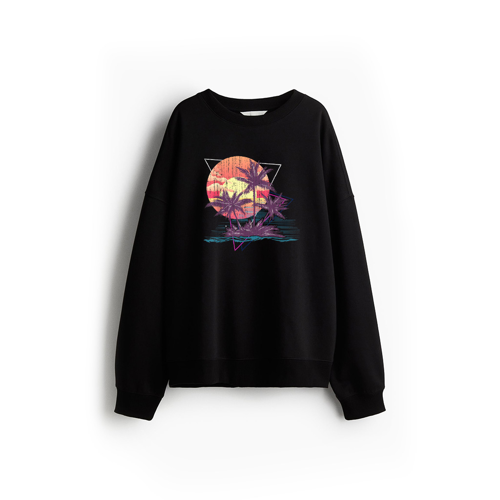 Retro Palm Trees Beach Sunset Tropical Summer Sweatshirt