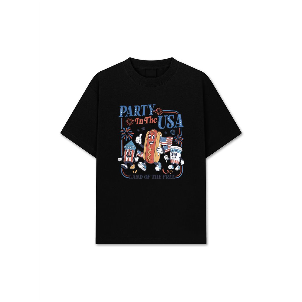 Retro Party In The Usa 4Th Of July Hot Dog American Flag Men Women T-Shirt
