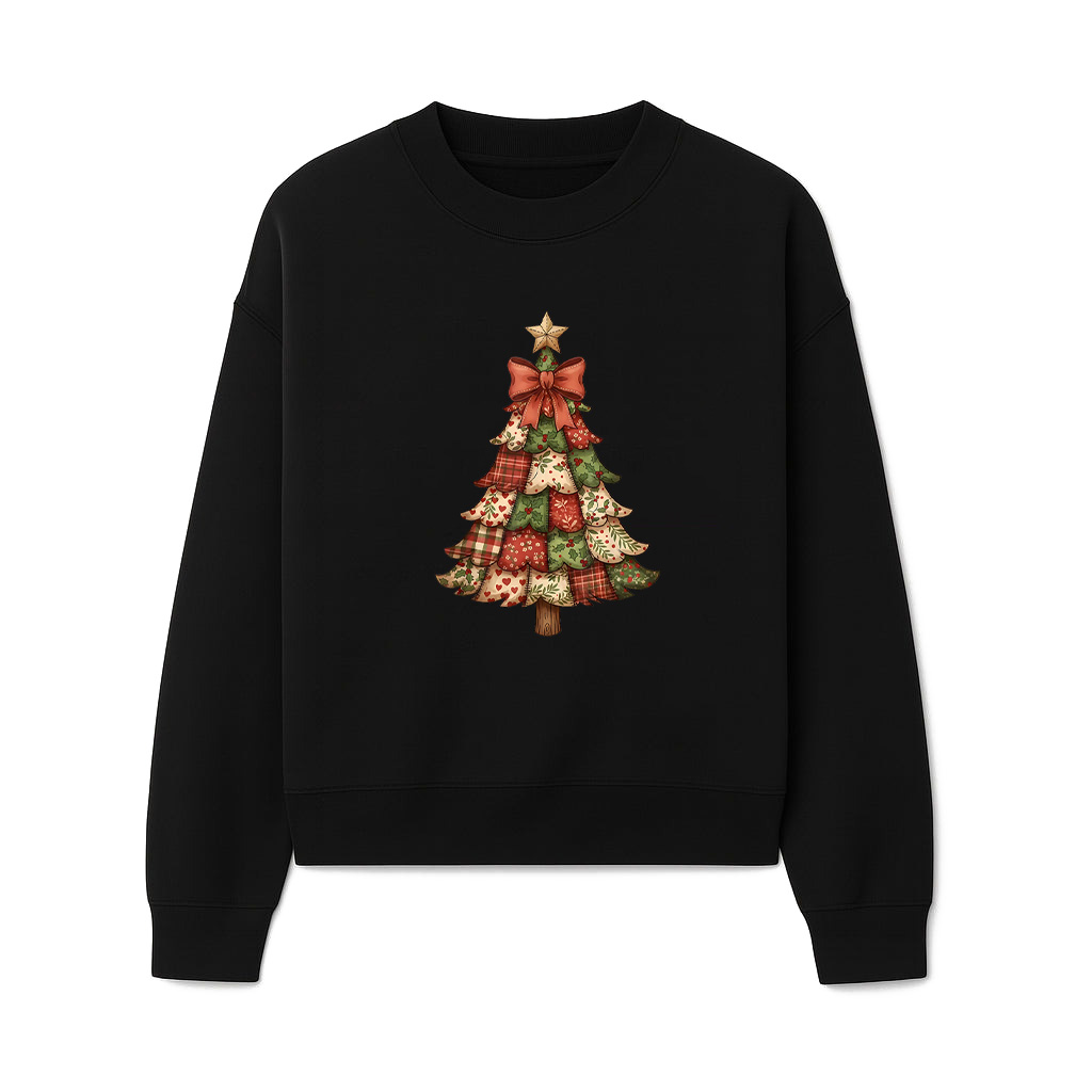 Retro Patchwork Christmas Tree Vintage Merry Xmas Sweatshirts 06-10-2025