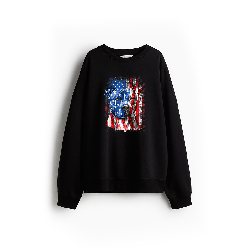 Retro Pitbull Dog American Flag Independence Day July 4Th Sweatshirt 21-07-2025