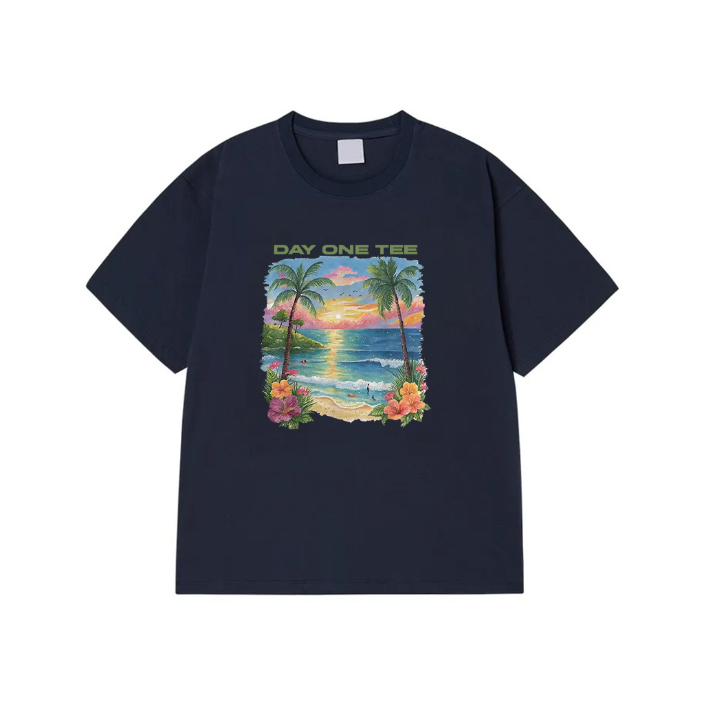 Retro Style Tropical Vintage Sunset Beach Palm Tree T-Shirt - Image 3