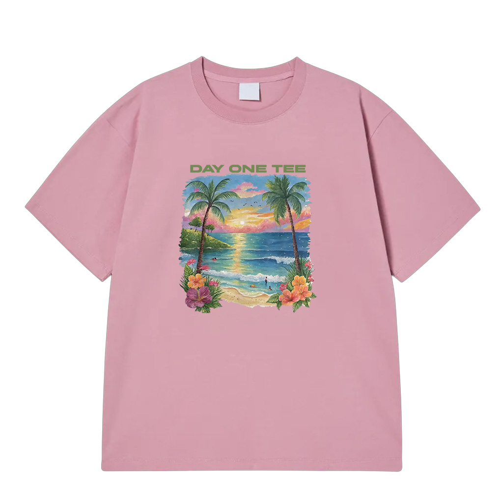 Retro Style Tropical Vintage Sunset Beach Palm Tree T-Shirt - Image 4