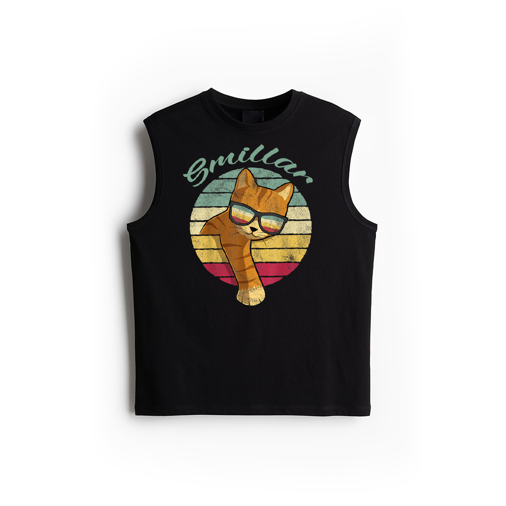 Retro Tabby Cat Funny Orange Cat Sunglasses Tank Top