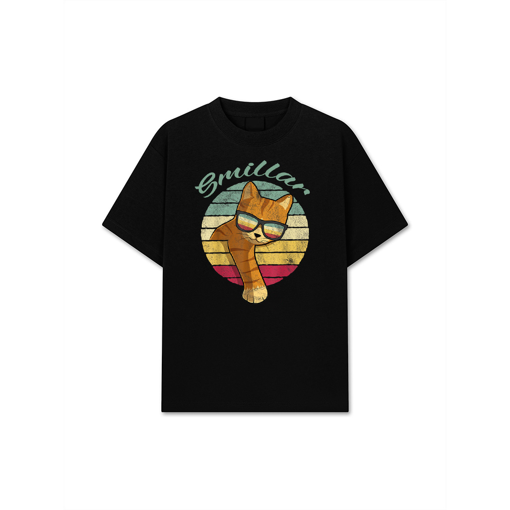 Retro Tabby Cat Funny Orange Cat Sunglasses T-Shirt