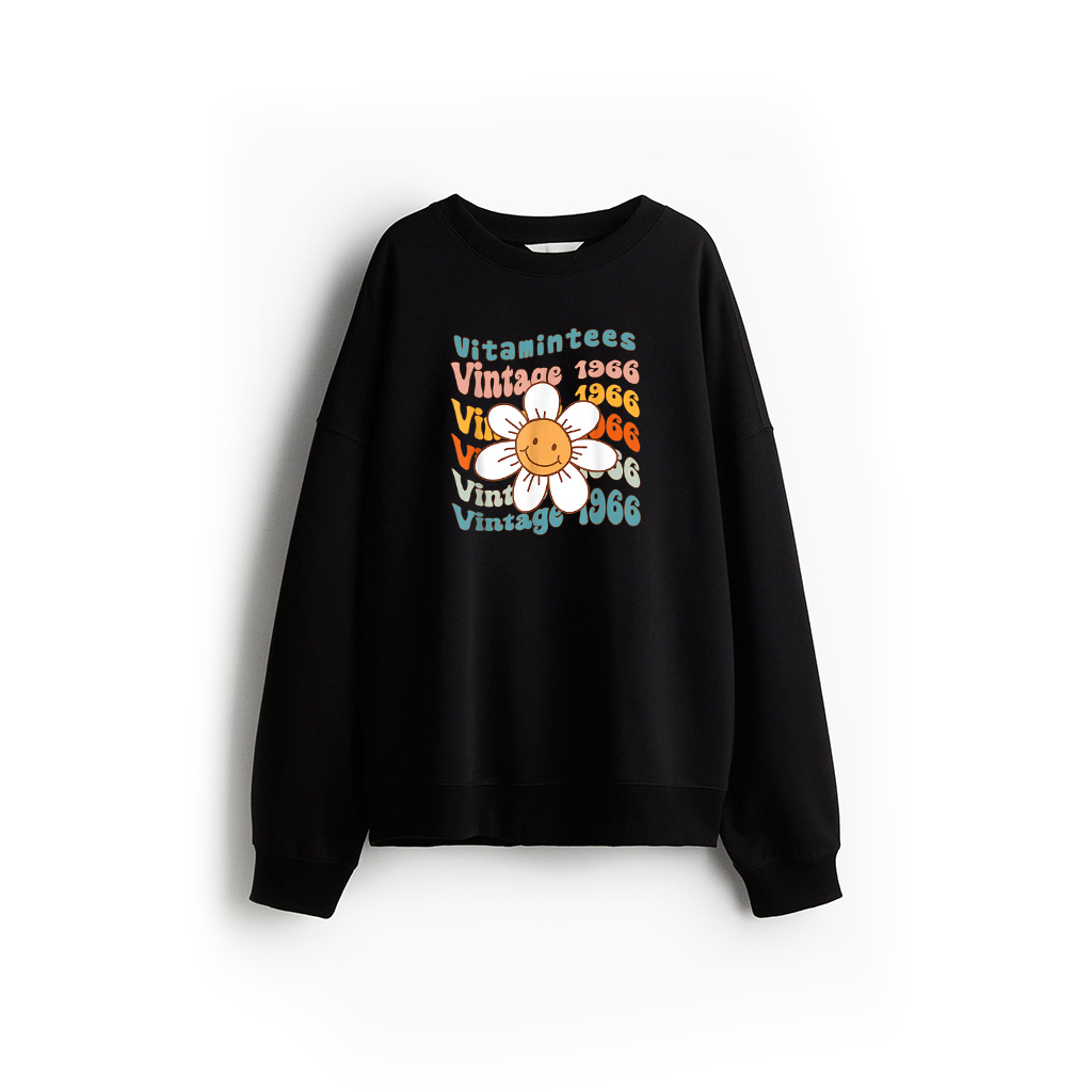 Retro Vintage 1966 57Th Birthday Smile Flower Sweatshirt