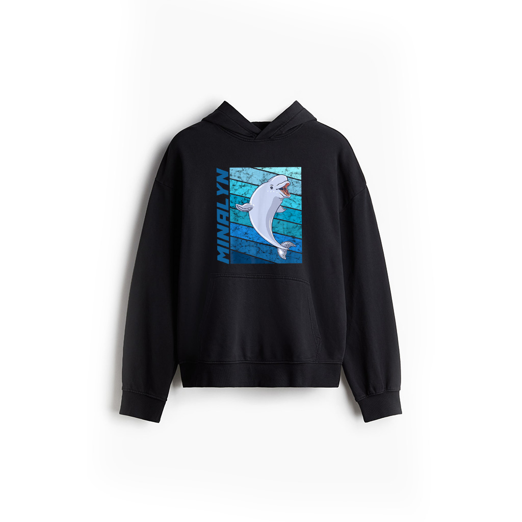 Retro Vintage Beluga Whale Ocean Mammals White Whale Hoodie