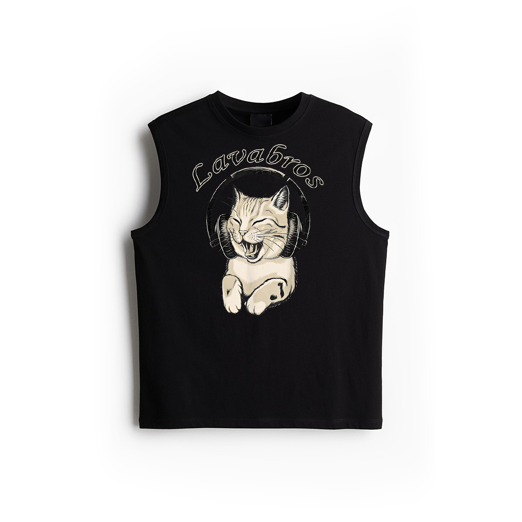 Retro Vintage Cat With Headphones Tank Top