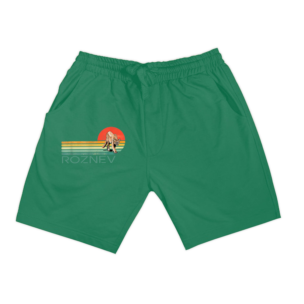 Retro Vintage Cougar Mountain Lion Large Cat Wildlife Animal Shorts,New Arrivals Retro Vintage Cougar Mountain Lion Large Cat Wildlife Animal Shorts New Arrivals