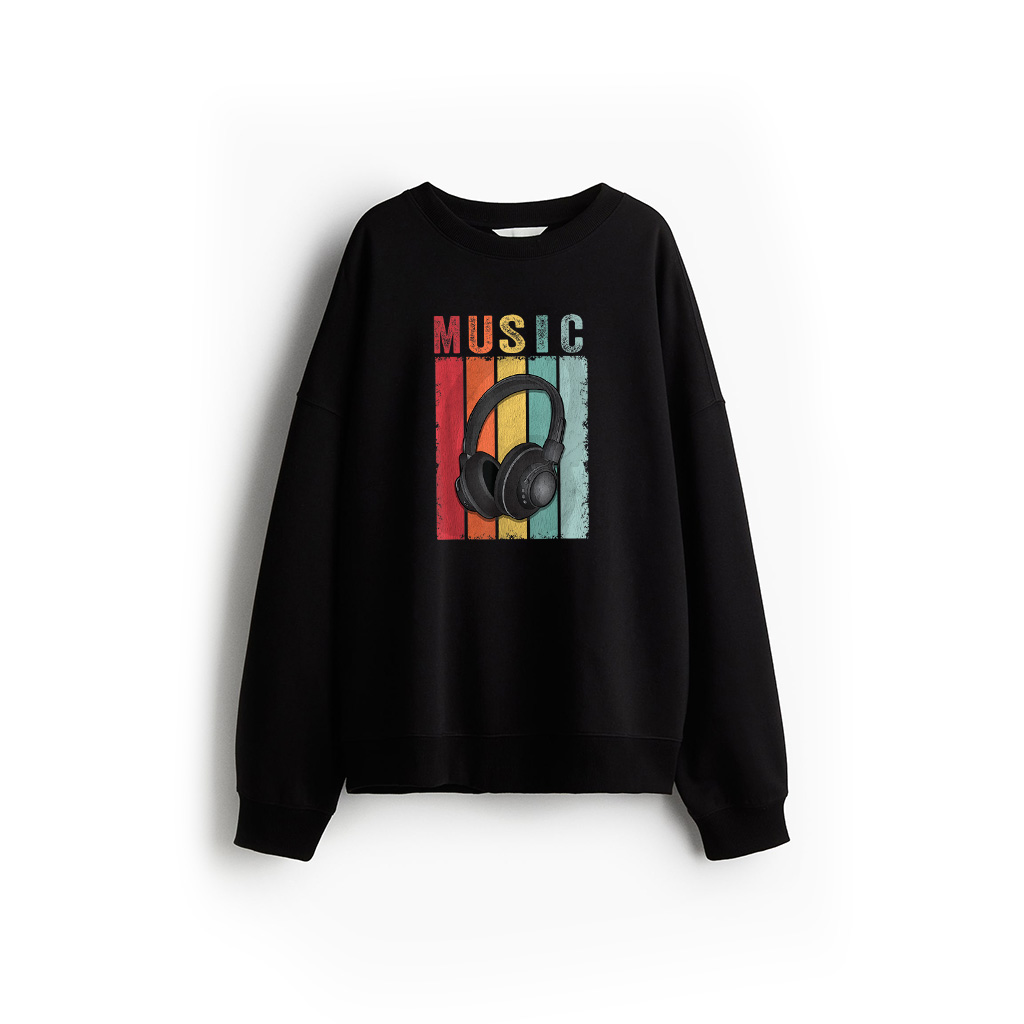 Retro Vintage DJ Record Techno Electronic Music Headphones Sweatshirt