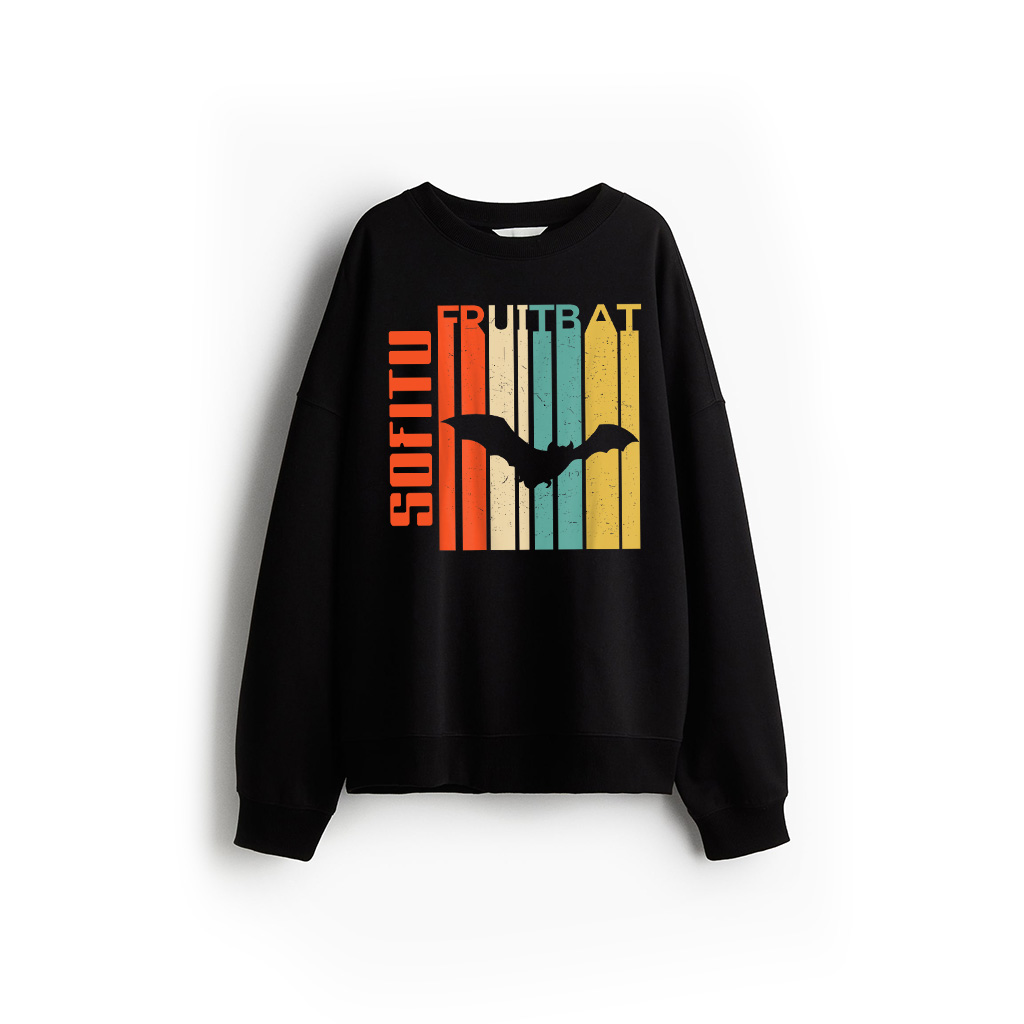 Retro Vintage Fruit Bat Silhouette Megabat Lover Fruit Bat Sweatshirt