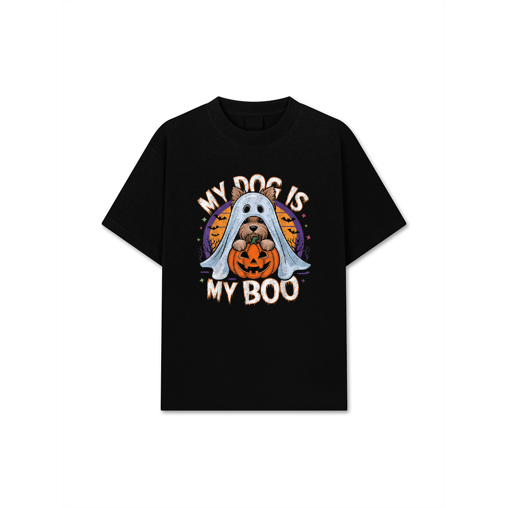 Retro Vintage My Dog Is My Boo Halloween Ghost Dog Costume T-Shirt