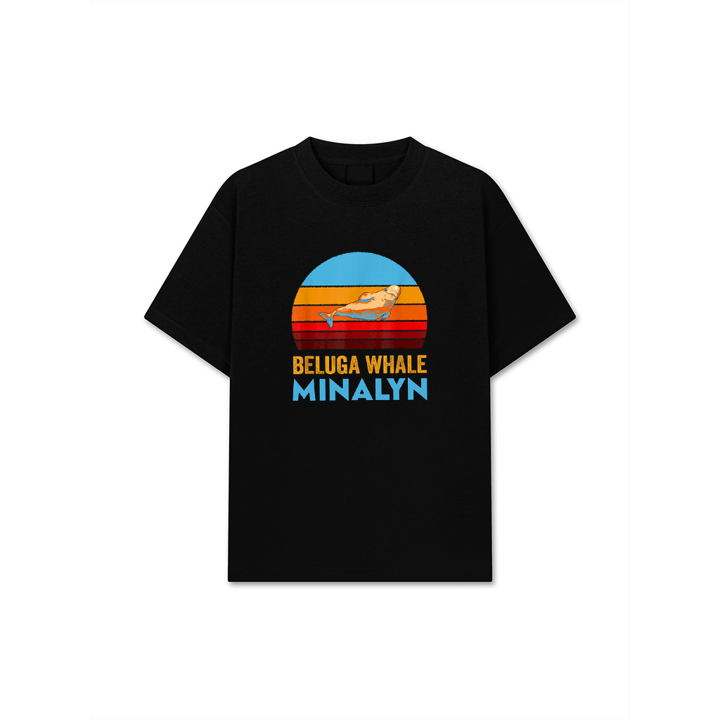 Retro Vintage Style Sunset Beluga Whale T-Shirt