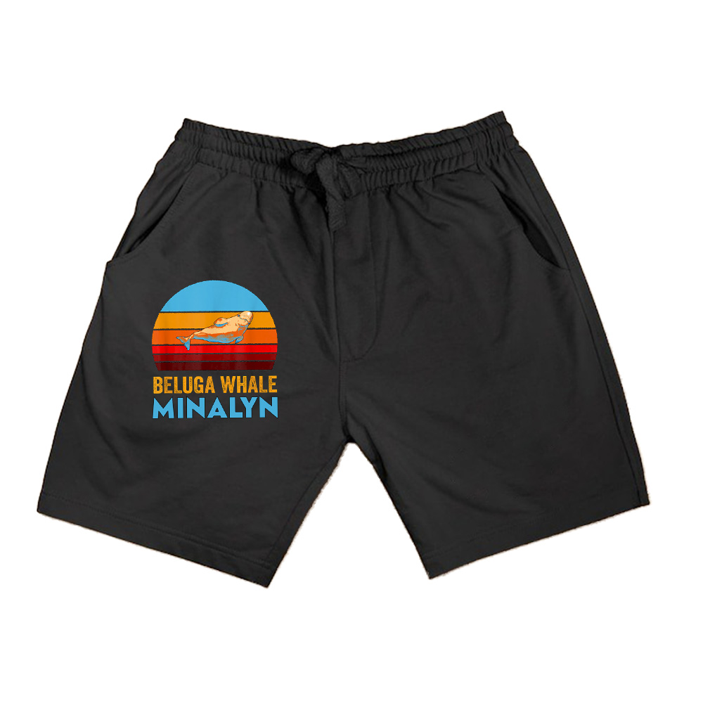 Retro Vintage Style Sunset Beluga Whale Shorts