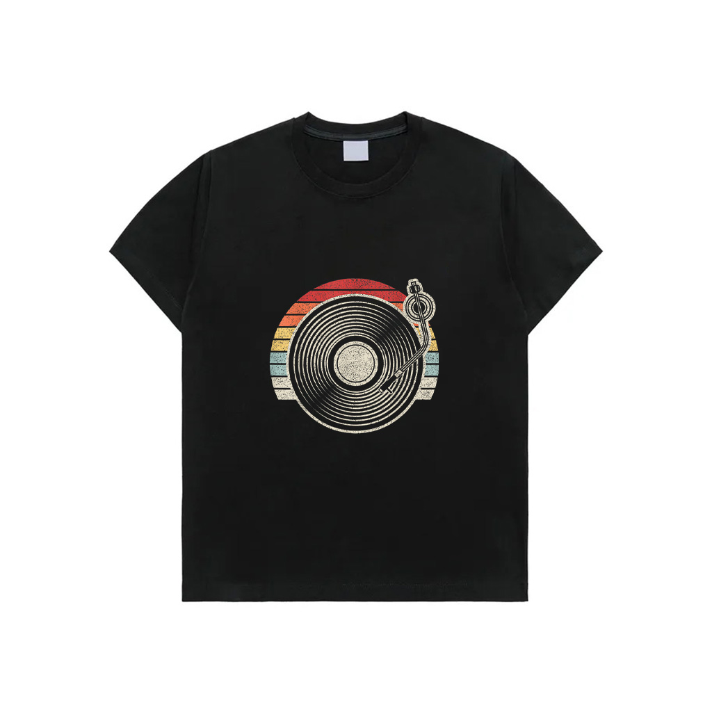 Retro Vintage Vinyl Record Player Sketch Drawing T-Shirt