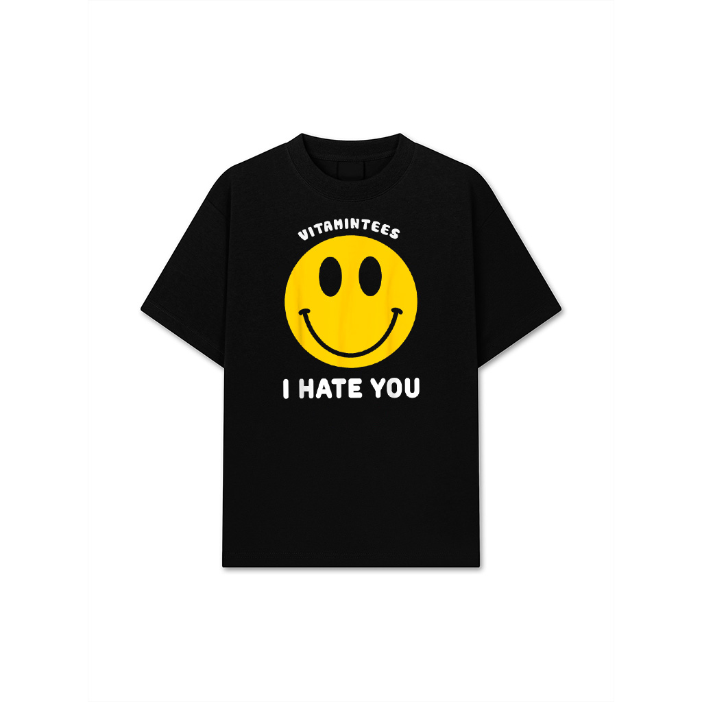 Retro Vintage Yellow Happy Smile Face Emoticon I Hate You T-Shirt