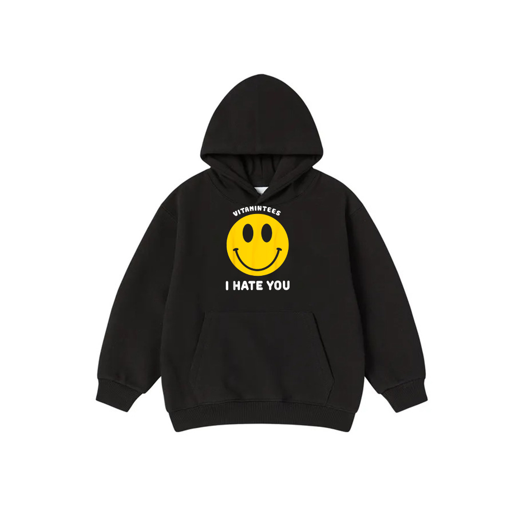 Retro Vintage Yellow Happy Smile Face Emoticon I Hate You Hoodie
