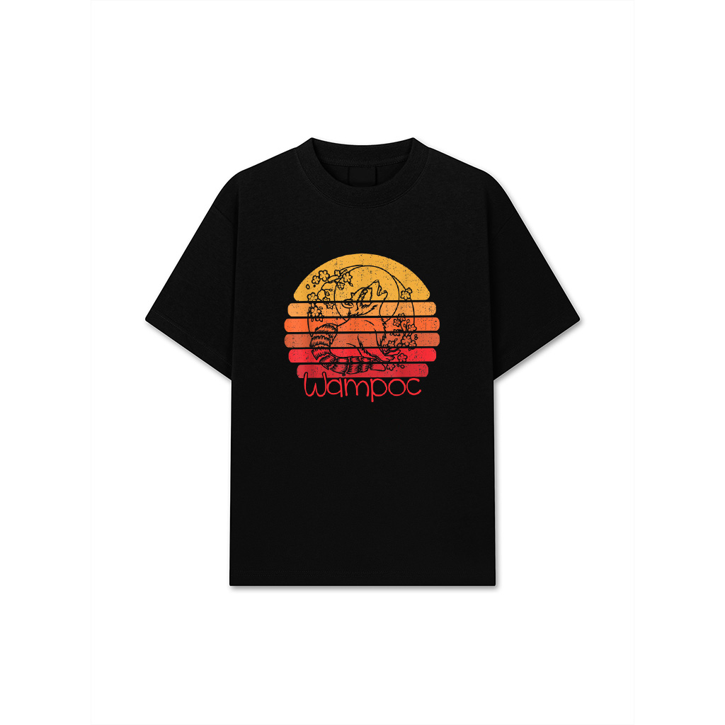 Retro Wild Flowers Racoon  Wildlife Vintage Floral Moon T-Shirt