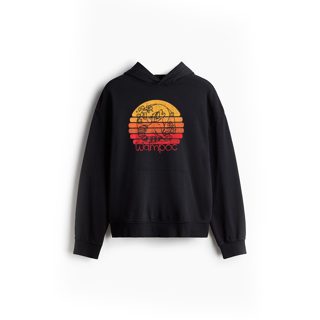 Retro Wild Flowers Racoon  Wildlife Vintage Floral Moon Hoodie