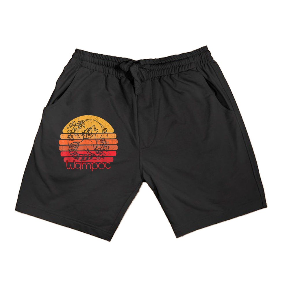 Retro Wild Flowers Racoon  Wildlife Vintage Floral Moon Shorts