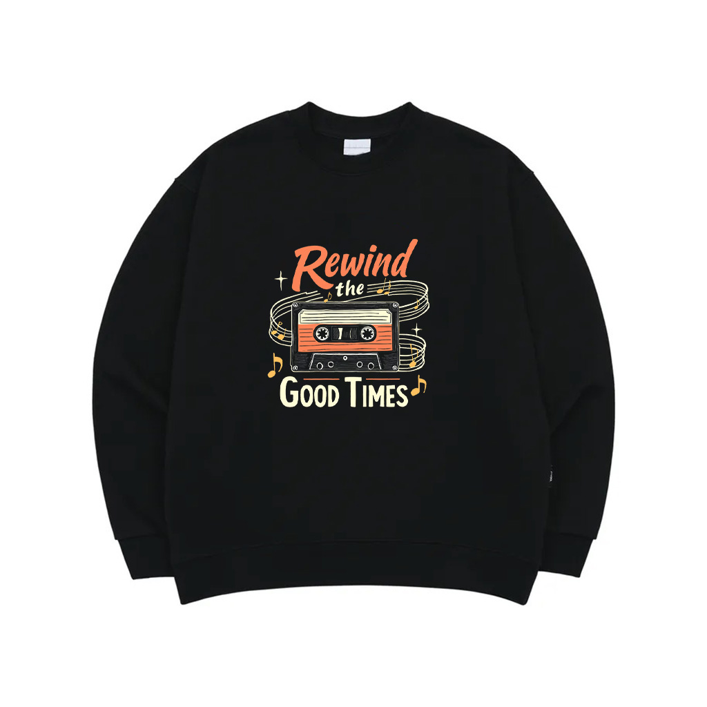 Rewind The Good Times Vintage Cassette Tape Sweatshirt