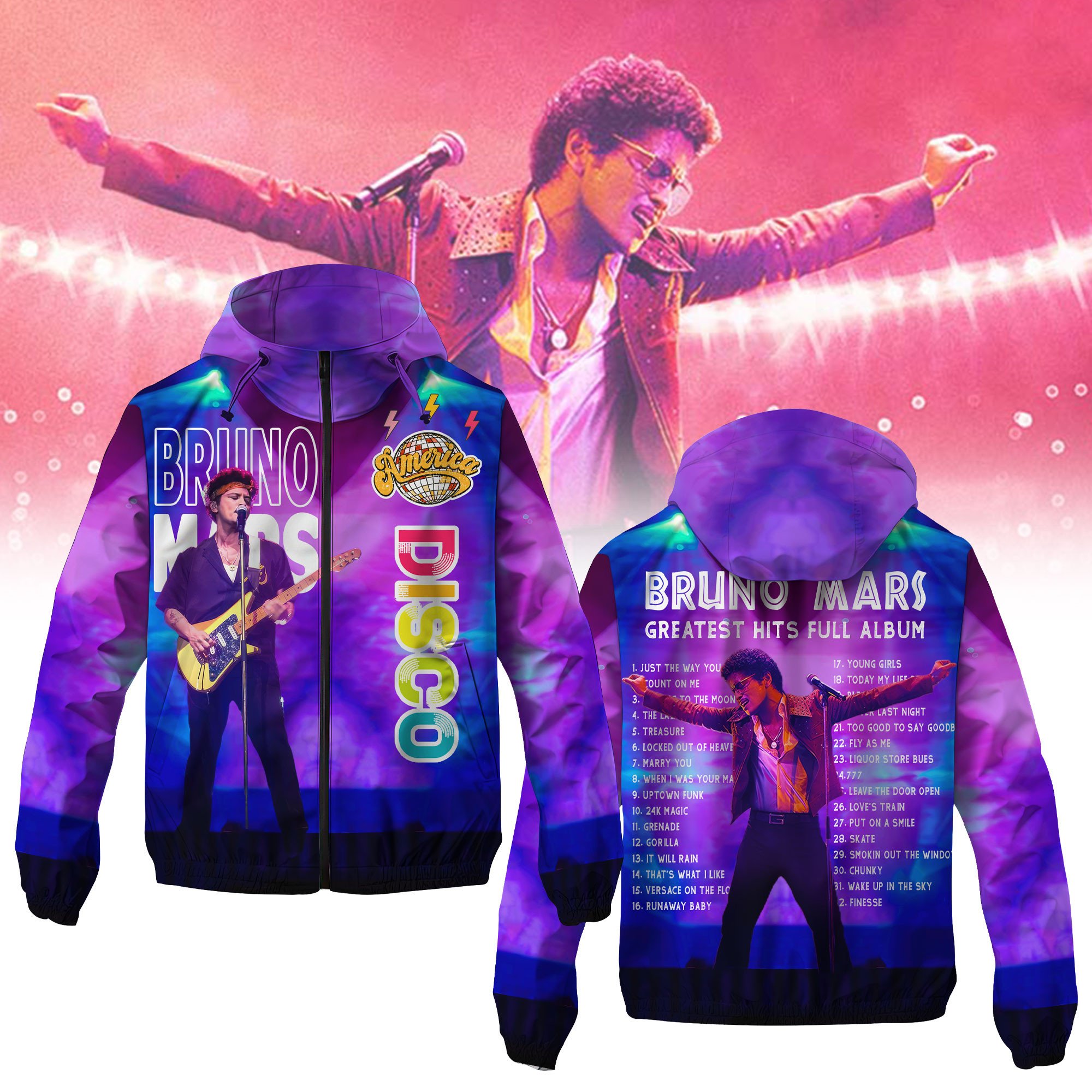 Ros #038 Bruno Mars Music Windbreaker Outdoor Jacket