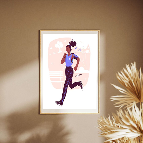 Running Concept Illustration Poster