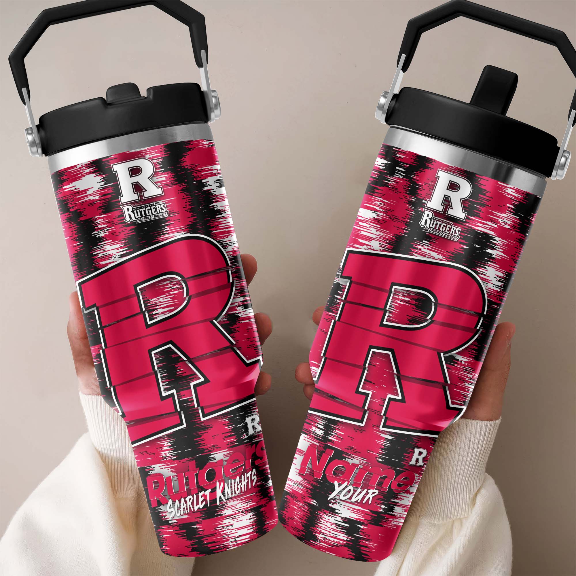 Rutgers Scarlet Knights Flip Straw 30Oz Tumbler Custom Your Name, Sport Flip Straw 30Oz Tumbler, Fan Gifts