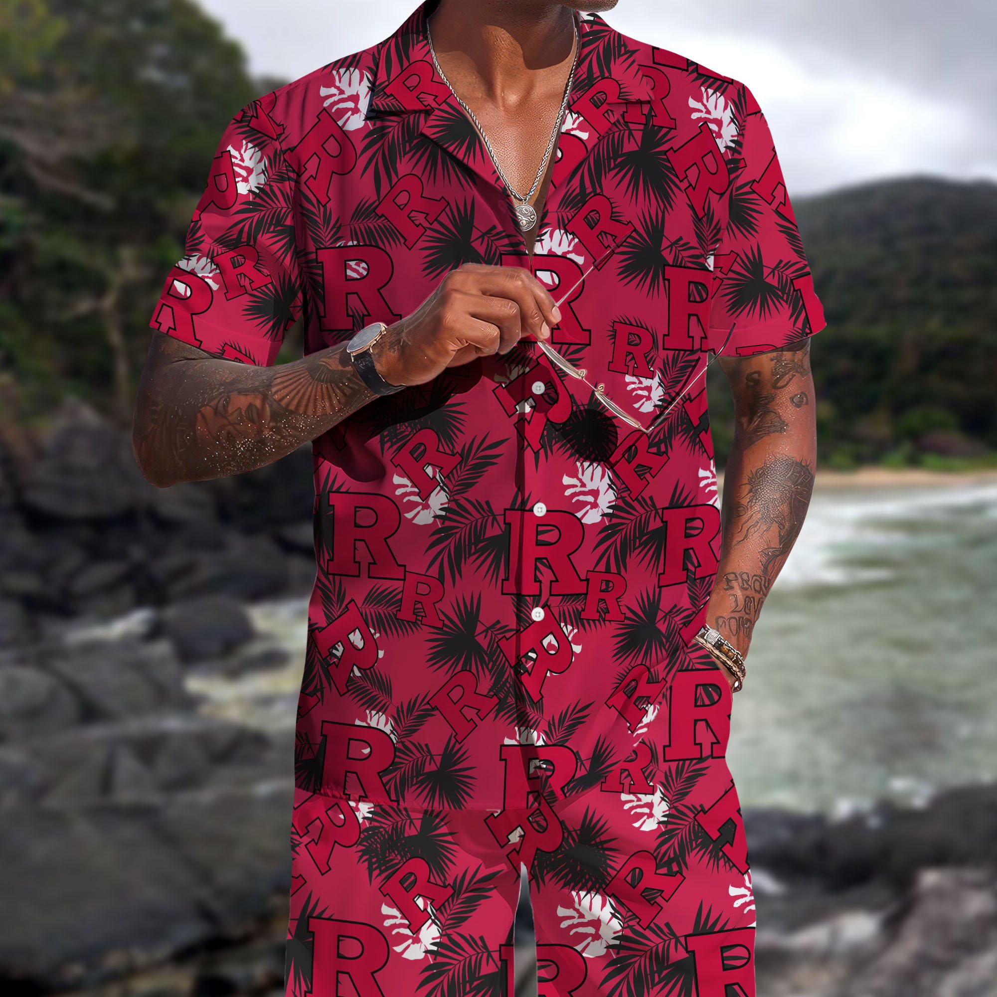 Rutgers Scarlet Knights Hawaiian Shorts Set 2025 Version, Hawaiian Shirts, Sports Shorts, Gifts For Fan